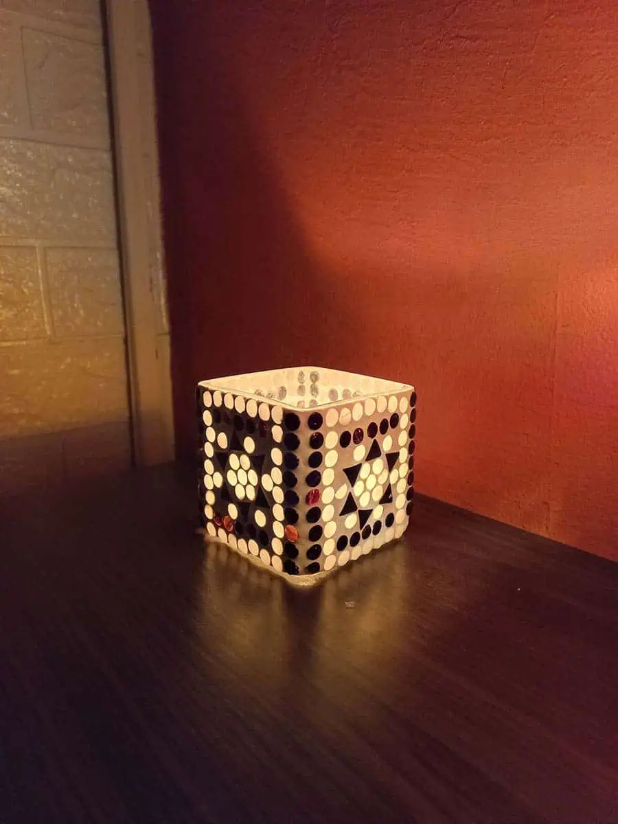 Portavela de vidrio cuadrado