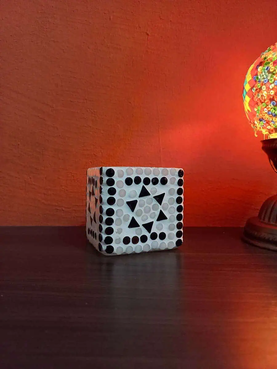 Portavela de vidrio con estrellas