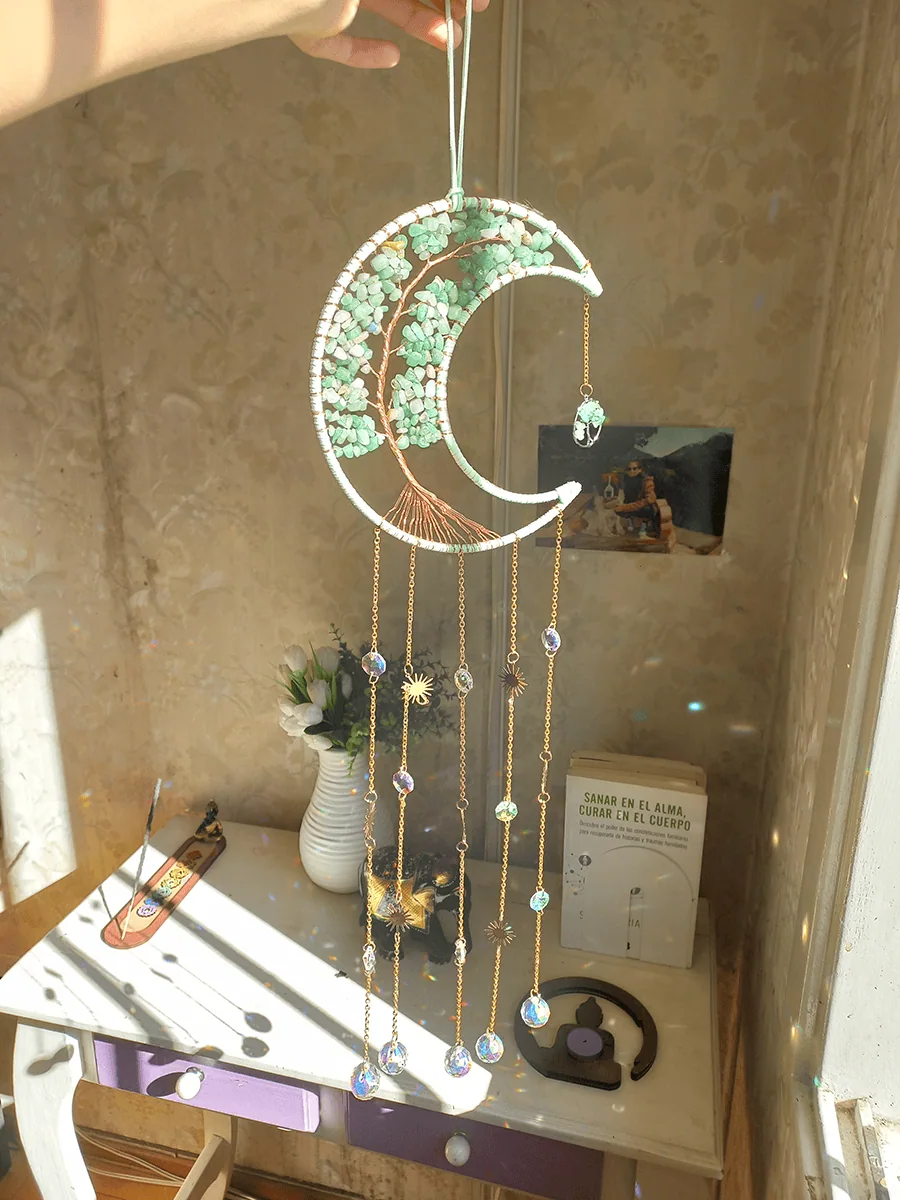 Atrapasol de Luna con Cuarsos Verdes