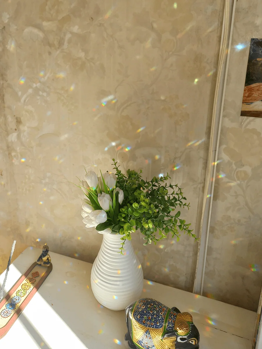 Atrapasol de luna con cuarsos verde