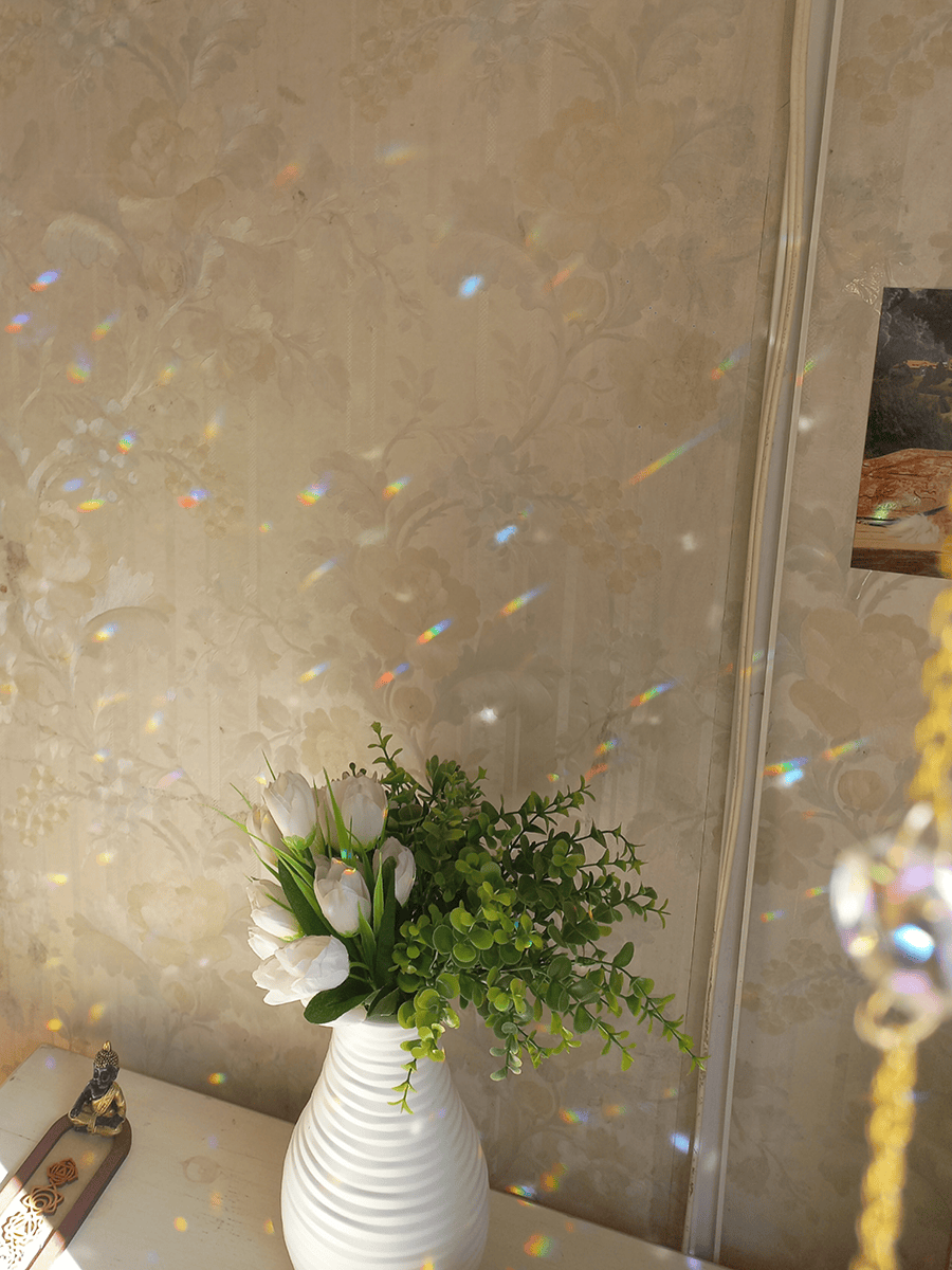 Atrapasol de luna con cuarsos verde