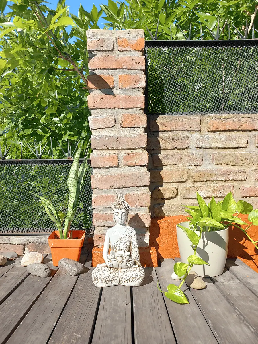 Buda para exterior con cuenco, chico para balcon o jardin