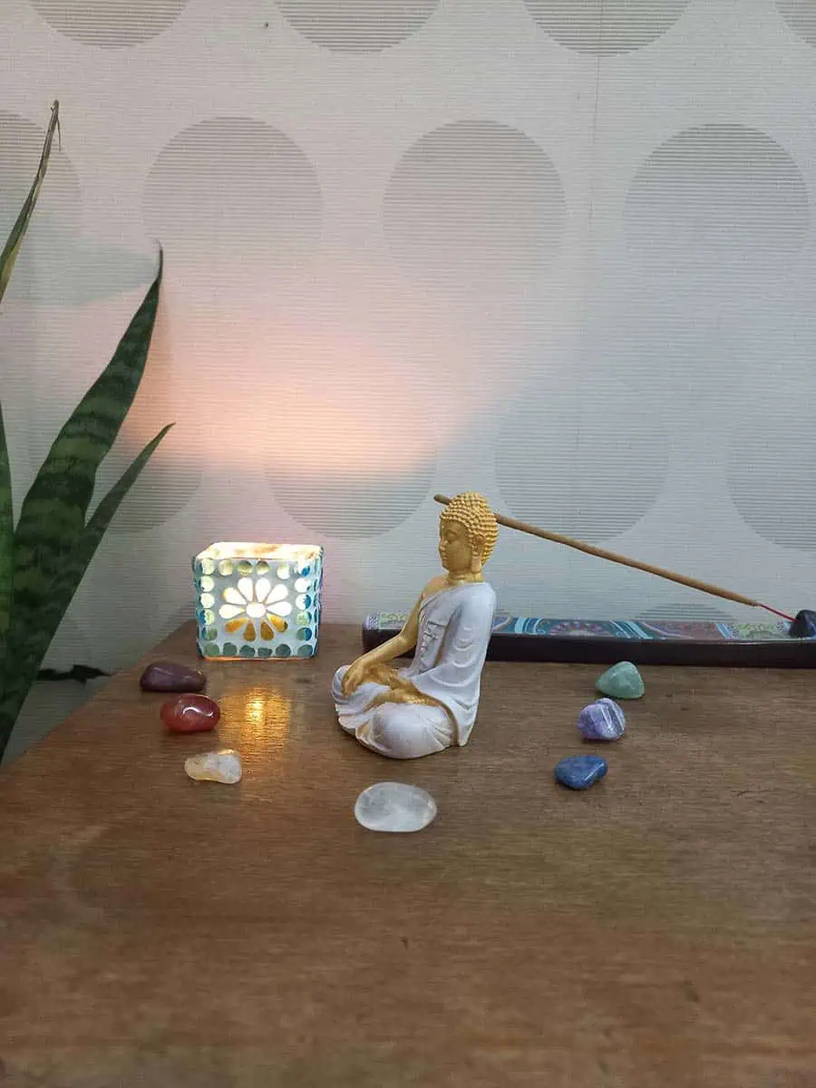 imagen Buda Mudra Bhumisparsha rosa