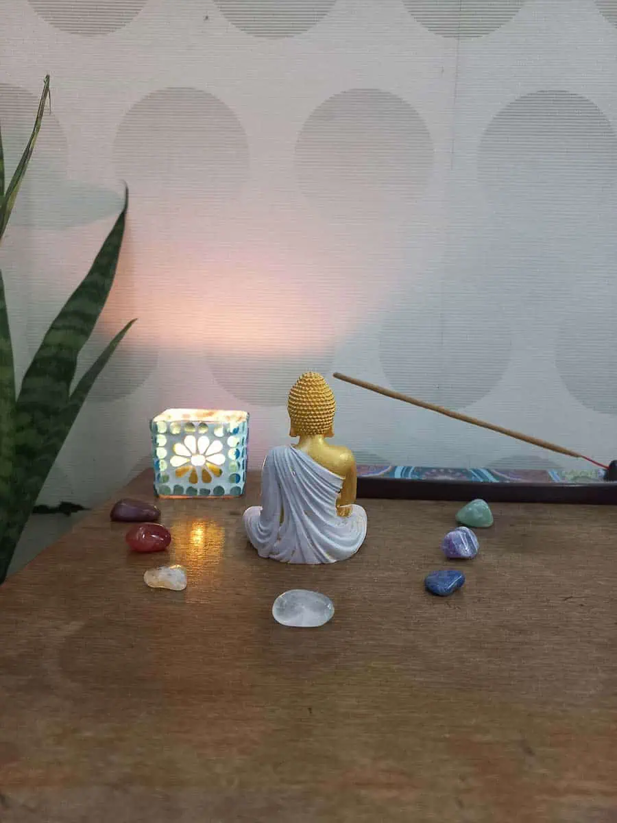 imagen Buda Mudra Bhumisparsha rosa