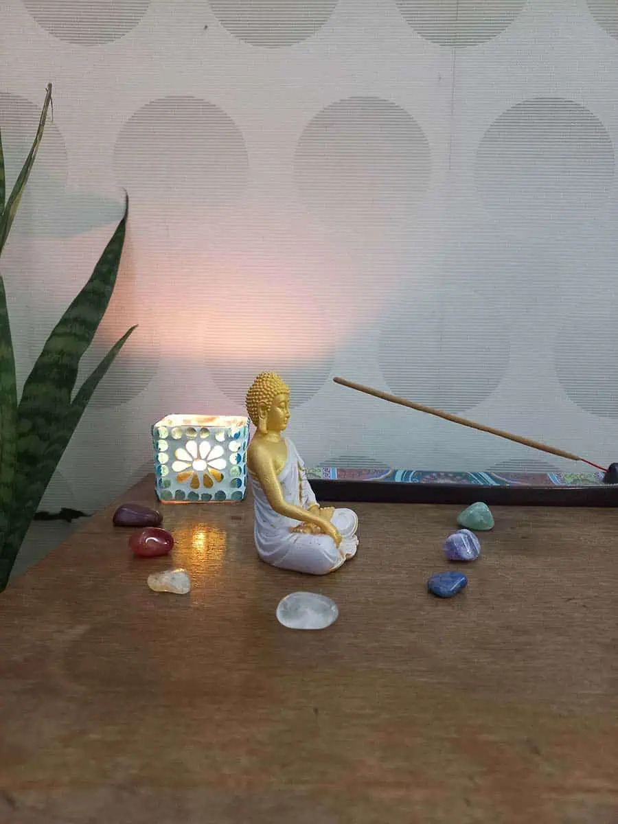 imagen Buda Mudra Bhumisparsha rosa