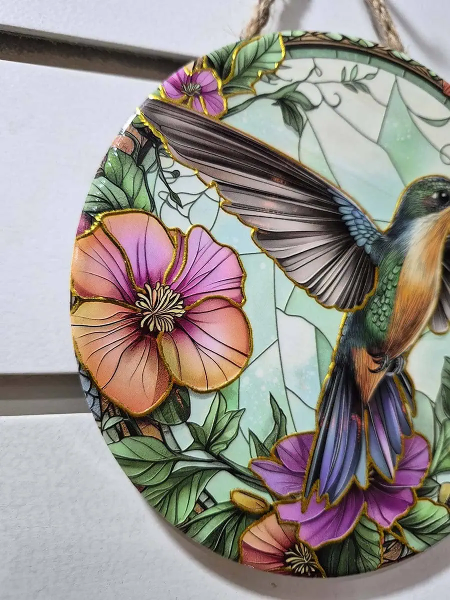 Colgante para pared tipo cuadro de colibri