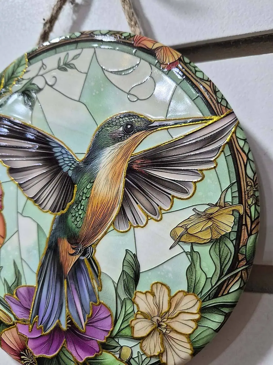 Colgante para pared tipo cuadro de colibri