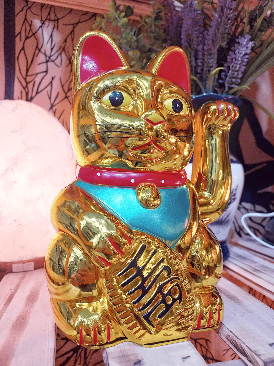 Gato Neko tamaño grande en Dorado