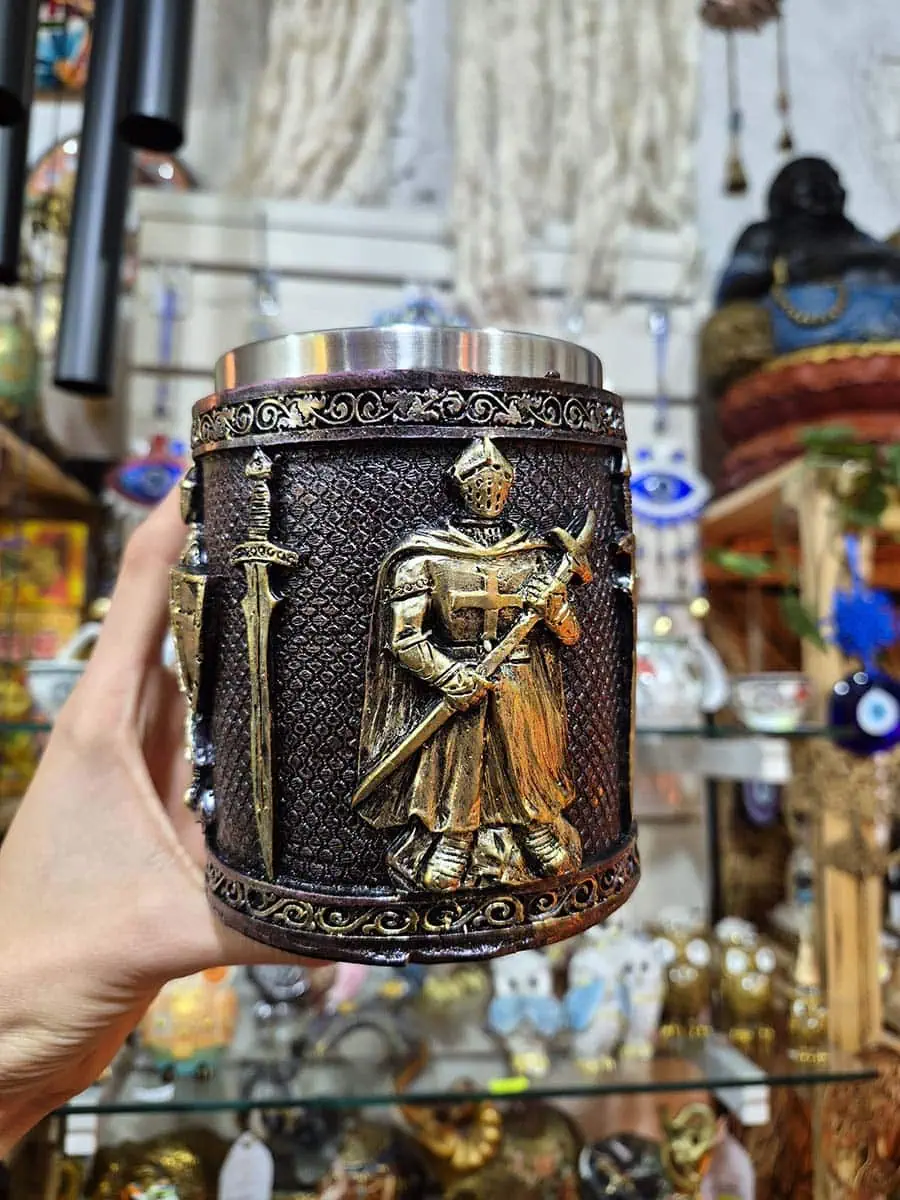 taza estilo medieval o vikinga de acero inoxcidable de guerrero