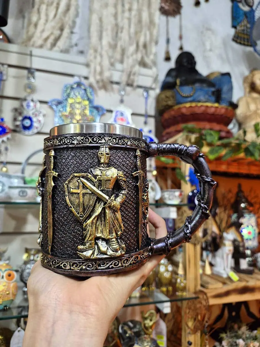 taza estilo medieval o vikinga de acero inoxcidable de guerrero
